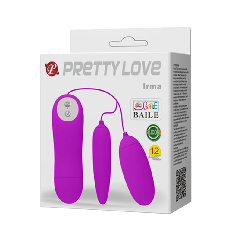 Trứng rung 2 đầu 12 chế độ rung dùng pin - Pretty Love Irma