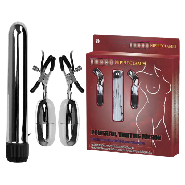 Bộ Thanh Rung Điểm G Kèm Kẹp Vú Trứng Rung Tình Yêu Turbo Nippleclamps