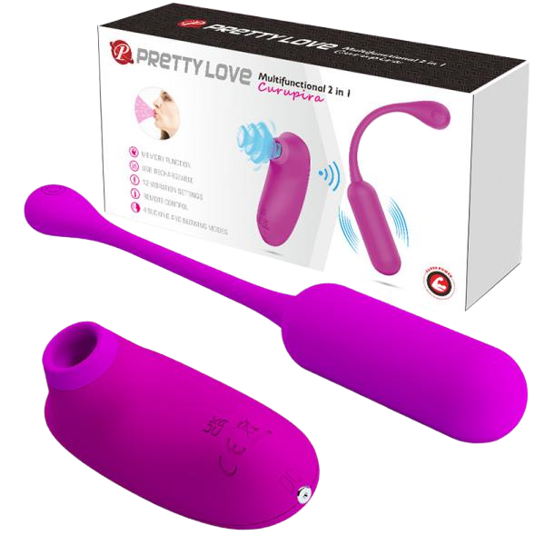 Pretty Love Curupira Trứng Rung & Máy Hút Âm Vật 2 Trong 1 Có Remote