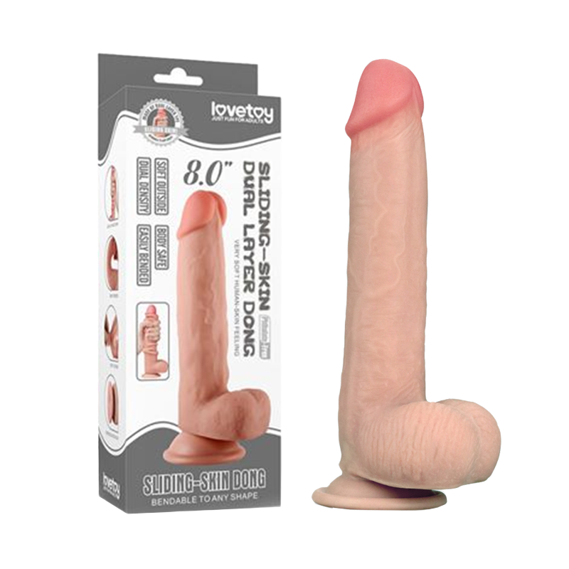 Dương vật giả dính tường siêu mềm skin Dong 8.0 - Lovetoy Sliding