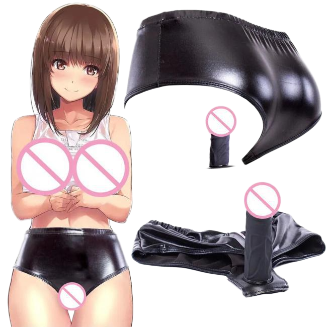 Dương vật giả gắn quần lót da PU sextoy đồ chơi cho les
